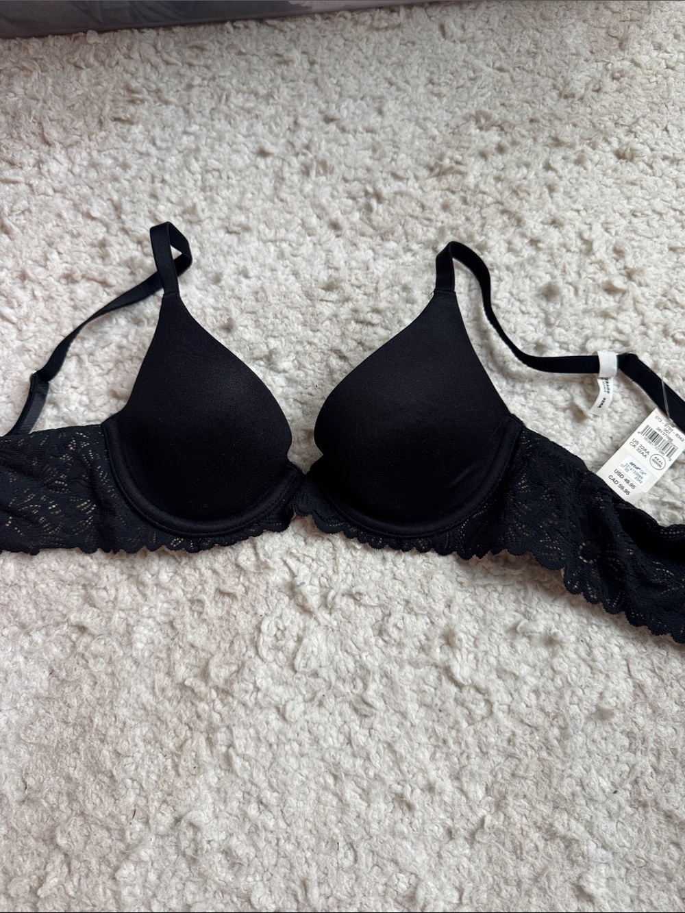 aerie Black Lace T-Shirt Bra with Light Padding